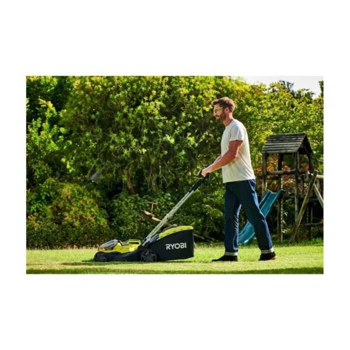 RYOBI - Tondeuse poussée HYBRIDE 36V (alimentation par 2 batteries ONE+) - coupe 37 cm + 2 batteries 5 Ah & charg. - RY18LMH37A-250