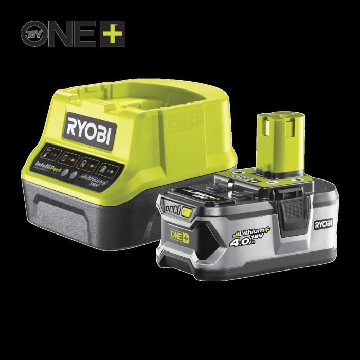 RYOBI - Tondeuse poussée 18V ONE+ - Ř coupe 37 cm - ramassage et mulching + 1 batterie 4,0 Ah et chargeur 2,0 A - RY18LM37A-140