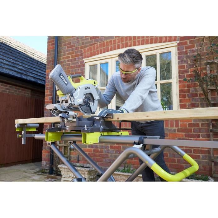 RYOBI - Support universel a roulettes pour scie a coupe d'onglets - ajust. levier - pliable - extension 2 790 mm - 27 kg - RLSW01