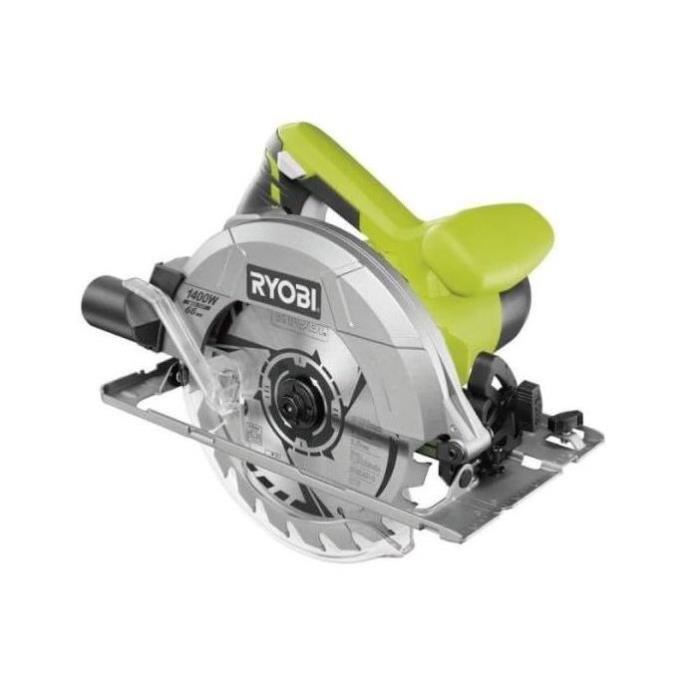 RYOBI - Scie circulaire 1400 W - diam. 190 x 16 mm - 66 mm a 90° - Livrée avec 1 lame 20 dents + 1 lame 48 dents - RCS1400-KB48
