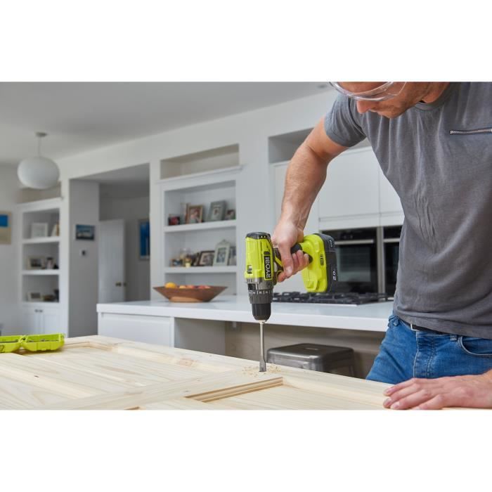 Perceuse-visseuse a percussion sans fil compacte - RYOBI - R18PD2-215G - 18V - Mandrin 10 mm - 2 batteries 1,5 Ah & chargeur 1,5 A