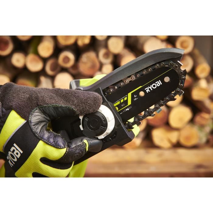 RYOBI - Élagueur a main 18V - Brushless - guide 10 cm - 6 m/s - tendeur sans outil - vendu sans batterie ni chargeur - RY18PSX10A-0
