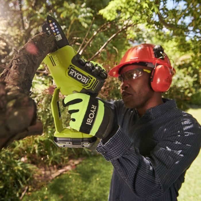 RYOBI - Élagueur a main 18V ONE+ - Brushless- guide 10 cm - 6 m/s - tendeur sans outil + batterie 2,0 Ah & chargeur - RY18PSX10A-120