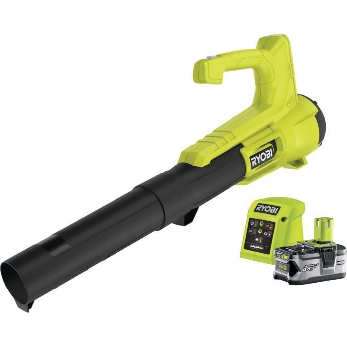 Souffleur - RYOBI - 18V - Turbo Jet - Vitesse max 145 km/h - Débit air max : 7,1 m³/min - 1 batterie 18V 4,0 Ah et 1 chargeur 1,5 A