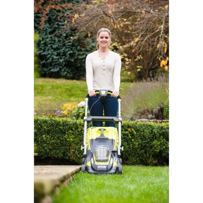 RYOBI - Tondeuse 36V Power Assist - Ø coupe 40 cm - ramassage et mulching + batterie 6,0 Ah High Energy et chargeur - RLM36X41H60PG