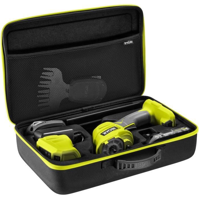 RYOBI - Cisaille a gazon / sculpteur de vÈgÈtaux 18V ONE+ - Mallette de rangement + batterie 2,0 Ah & chargeur - RY18GSA-120T