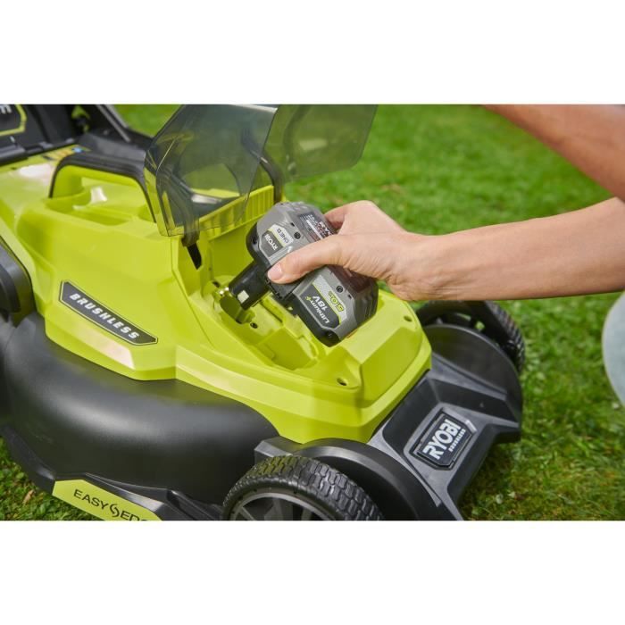 RYOBI - Tondeuse poussée 18V Brushless - Ø coupe 40 cm - ramassage et mulching - batterie 5,0 Ah & chargeur 2,0 A - RY18LMX40C-150