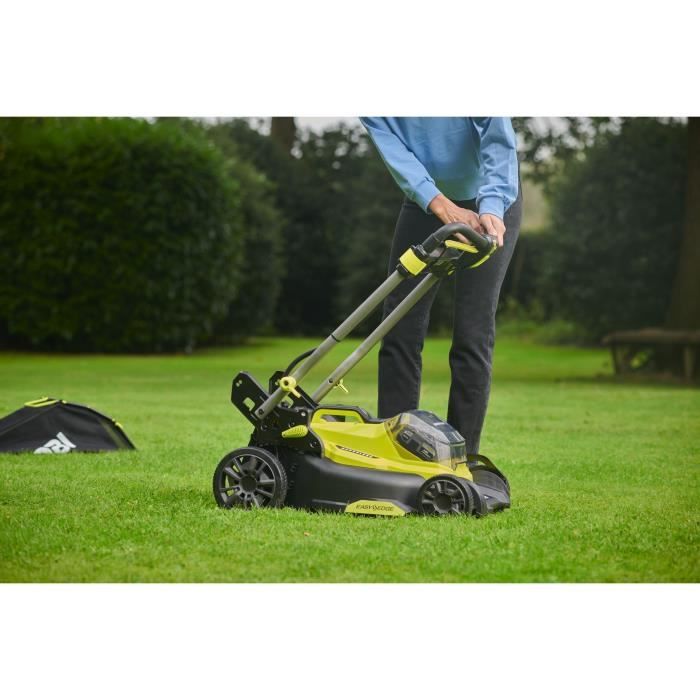 RYOBI - Tondeuse poussée 18V Brushless - Ø coupe 40 cm - ramassage et mulching - batterie 5,0 Ah & chargeur 2,0 A - RY18LMX40C-150