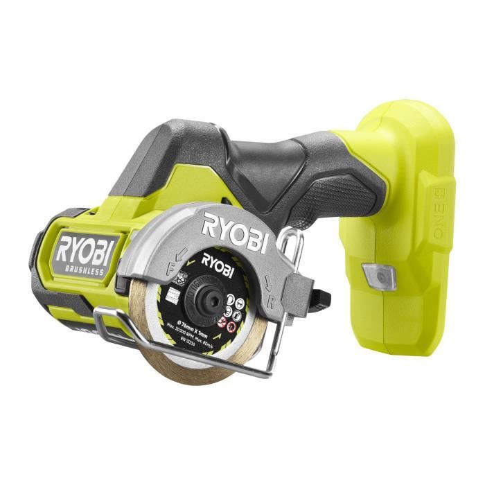 Meuleuse compacte - RYOBI - Brushless - 18V - Compacte diam. 76 mm - 20 000 tr/min - Capacité de coupe 16 mm