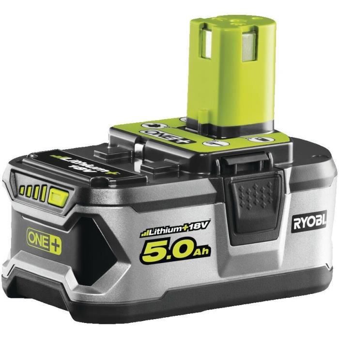 1 batterie lithium+ - RYOBI - RB18L50G - 18V - 5,0 Ah - Gestion individuelle de charge/décharge des cellules