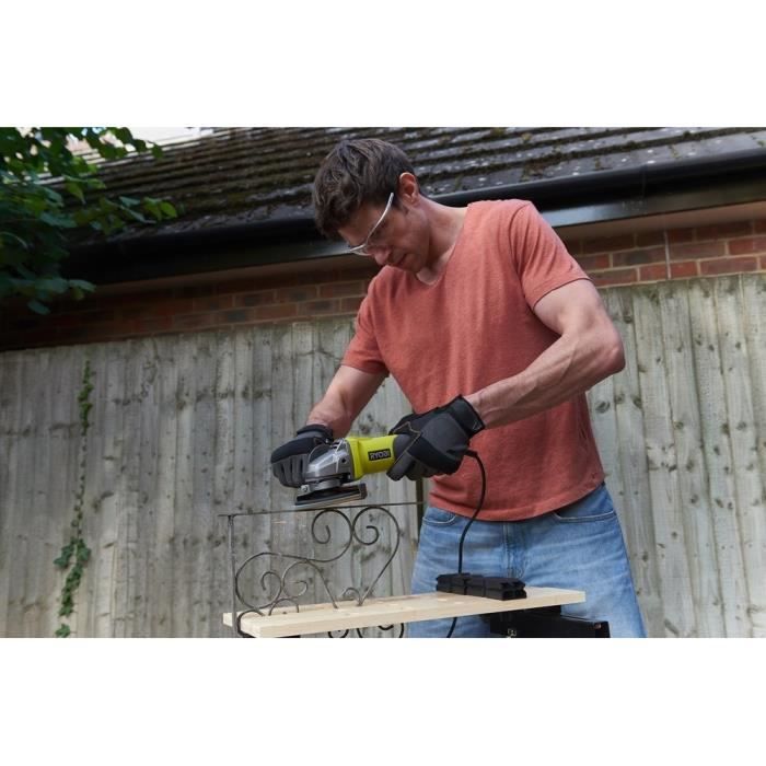 RYOBI - Meuleuse d'angle 600 W diam. 115 mm - 13 000 tr/min + disque a ébarber le métal 115 mm & et 1 clé de service - RAG600-115G