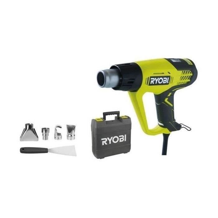 RYOBI - Décapeur thermique 2 000 W - 2 températures 50 / 650°C - affichage LCD - En coffret avec 1 grattoir et 4 buses - EHG2020LCD