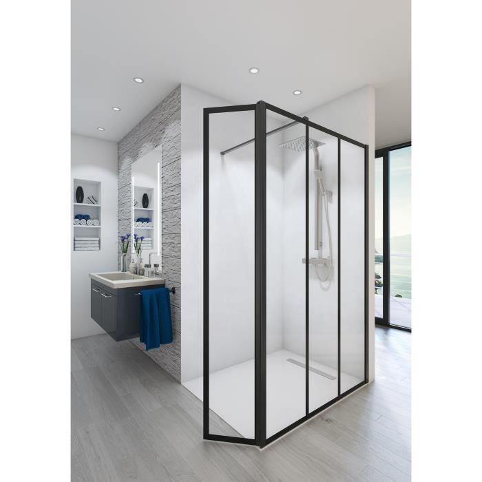AURYS Paroi de douche en kit BALEARES ATELIER N°8 - Verre Timeless 8 mm trempé by Saint-Gobain - L.120 cm x H.198 cm