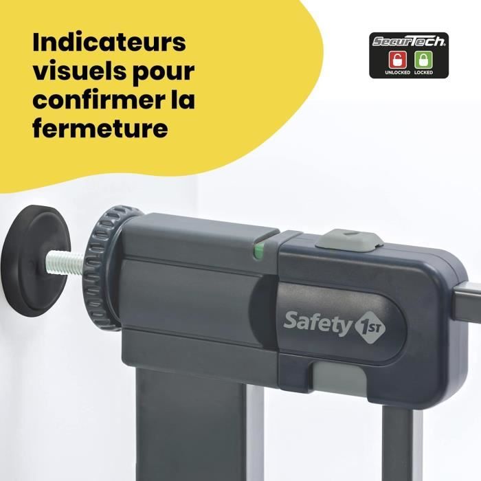 Barriere de sécurité enfant Easy Close Metal - SAFETY 1ST - Réglable de 73 a 80 cm - pression, sans vis ni perçage - Anthracite - Mé