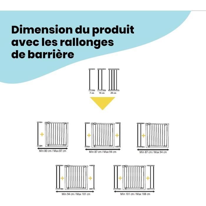 Barriere de sécurité enfant Easy Close Metal - SAFETY 1ST - Réglable de 73 a 80 cm - pression, sans vis ni perçage - Anthracite - Mé