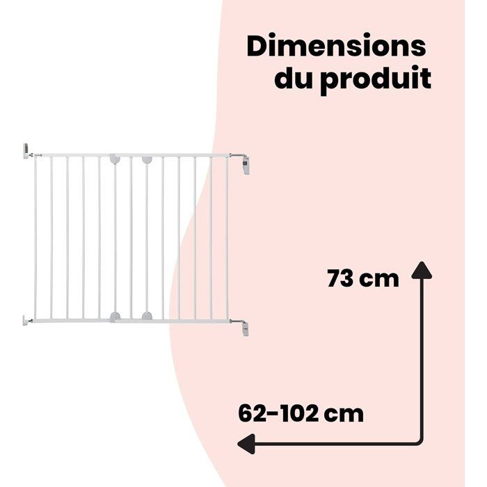 SAFETY 1ST Barriere de sécurité wall-fix extending, largeur de 62 a 102 cm, Ouverture d'une main des 2 sens - métal blanc, fixation