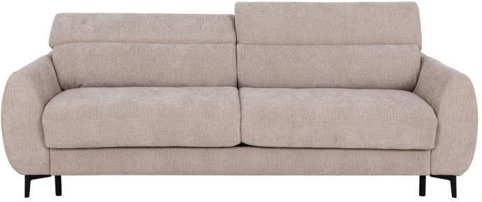 Canapé convertible express - 2 / 3 places - SAFIA - Tissu gauffré - Beige - Matelas 15 cm - 206 x 105 x 76/94 cm - DUNLOPILLO