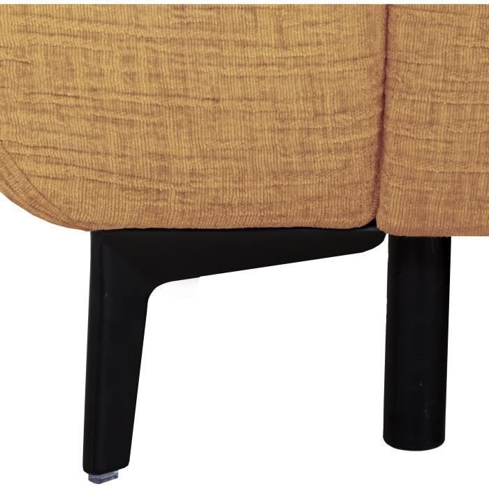 Canapé convertible express - 2 / 3 places - SAFIA - Tissu gauffré - Ocre - Matelas 15 cm - 206 x 105 x 76/94 cm - DUNLOPILLO