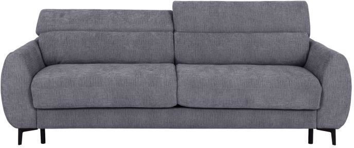 Canapé convertible express - 2 / 3 places - SAFIA - Tissu gauffré - Gris souris - Matelas 15 cm - 206 x 105 x 76/94 cm - DUNLOPILLO