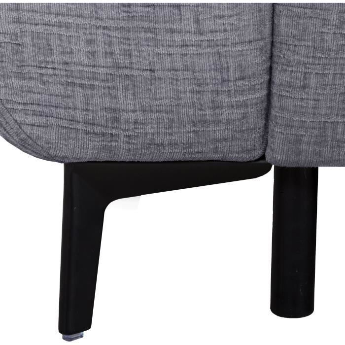 Canapé convertible express - 2 / 3 places - SAFIA - Tissu gauffré - Gris souris - Matelas 15 cm - 206 x 105 x 76/94 cm - DUNLOPILLO