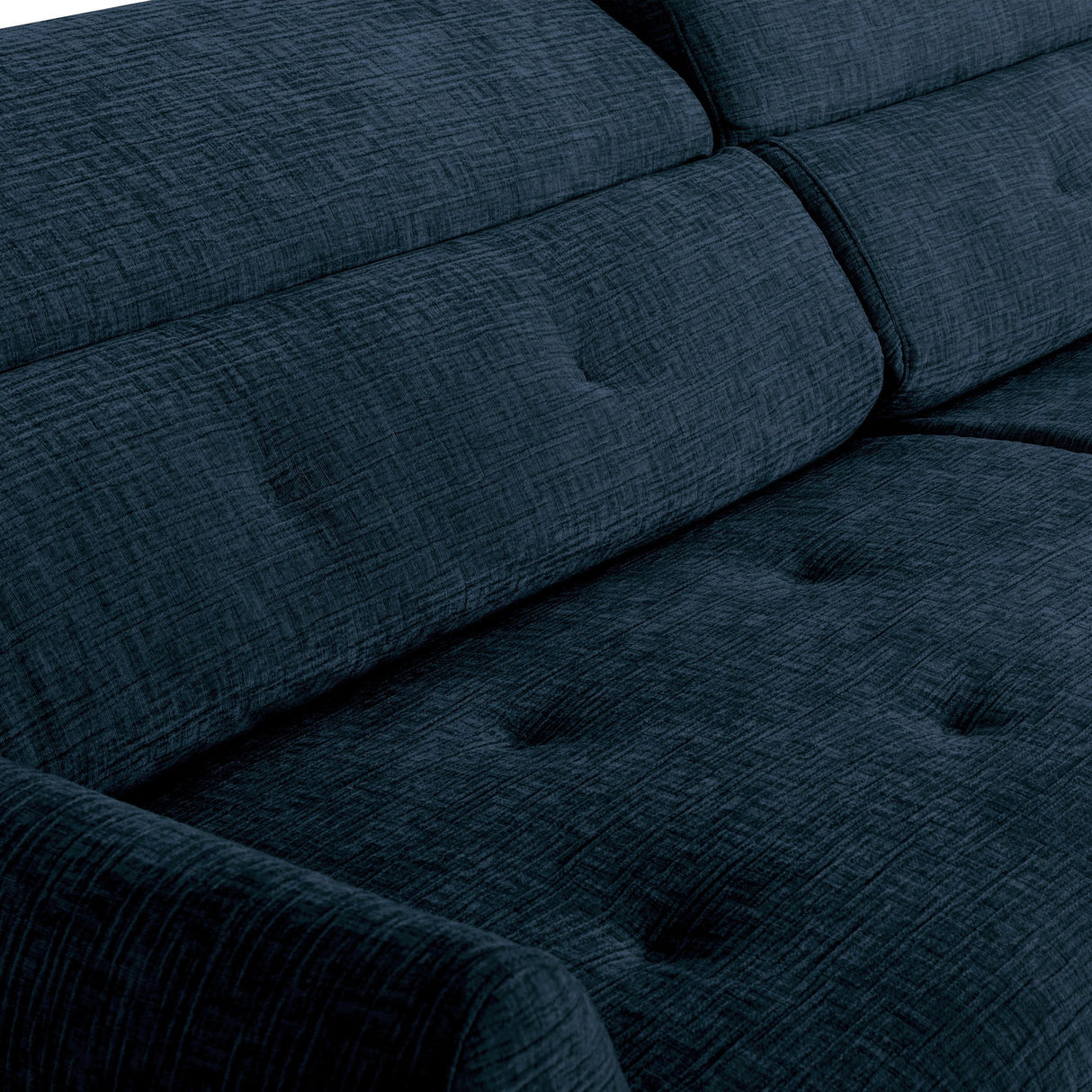 Canapé convertible express - 3 places - SAFIA - Tissu gauffré - Saphir - Matelas 15 cm - 226 x 105 x 76 / 94 cm - DUNLOPILLO