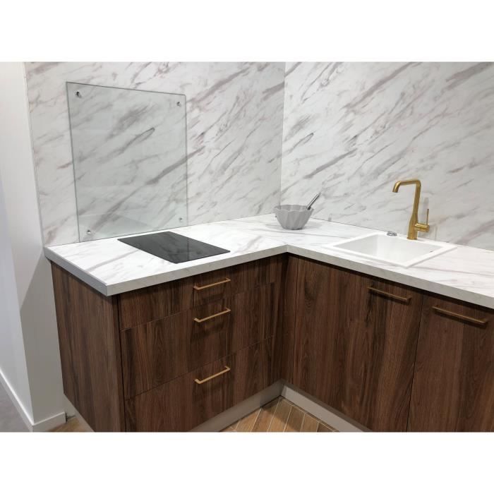 Fond de hotte en verre trempÈ transparent - SAINT GOBAIN - Planeclear - 70 cm - Verre - Blanc