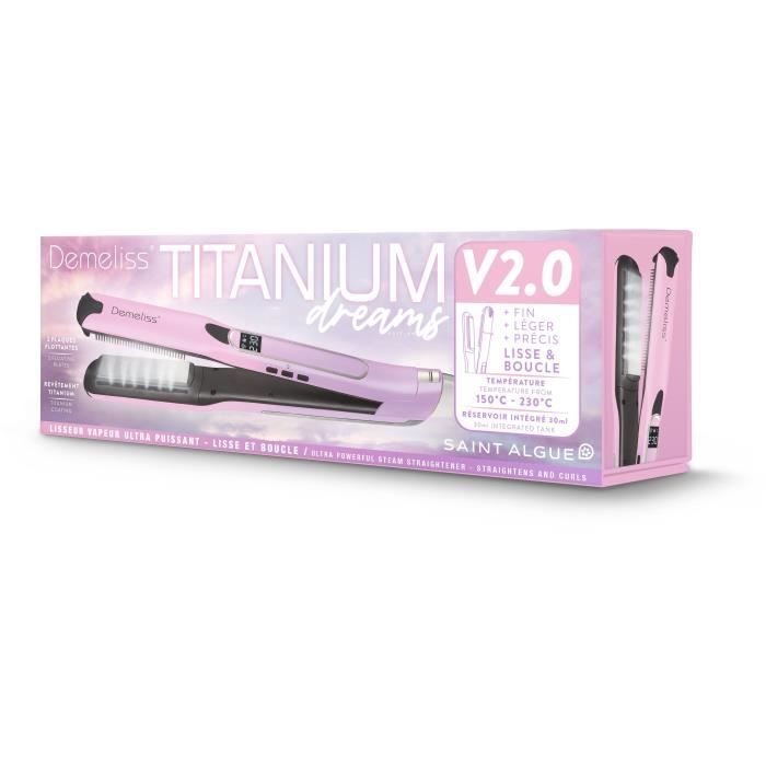 Lisseur vapeur - SAINT ALGUE Demeliss TITANIUM V2.0 - Lisseur Vapeur Ultra Puissante - Coloris Rose/Violet