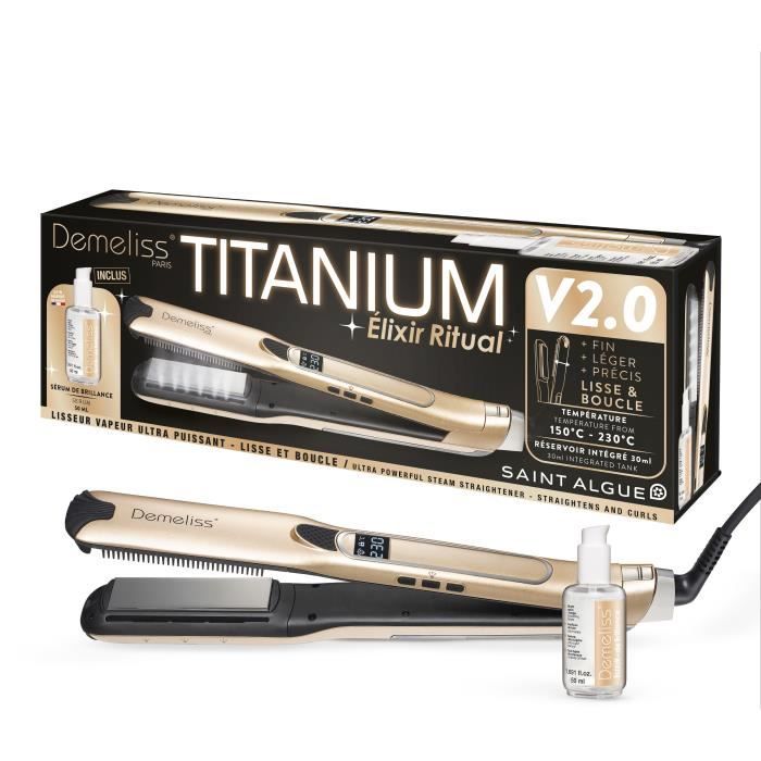 Lisseur vapeur - SAINT ALGUE - Coffret Premium Demeliss TITANIUM V2.0 - Lissage Haute Performance + Soin Brillance Intense