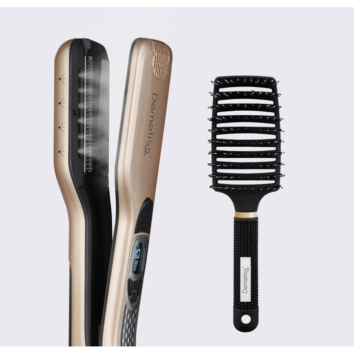 Lisseur vapeur - SAINT ALGUE - Coffret Demeliss TITANIUM SMOOTH RITUAL - Brosse démelante - Or