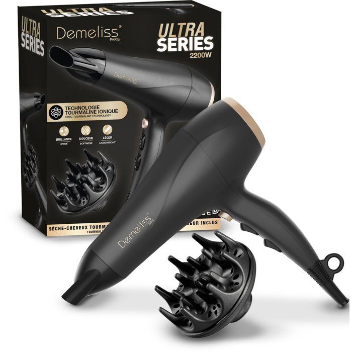 Seche-cheveux - SAINT ALGUE - Demeliss Ultra Series - Diffuseur - 3 températures - 2200 W - Noir