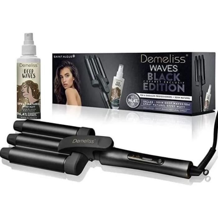 Fer a onuler - SAINT ALGUE - Coffret Demeliss WAVES BLACK - Coloris Exclusif + Soin Texturisant Naturel 150ml