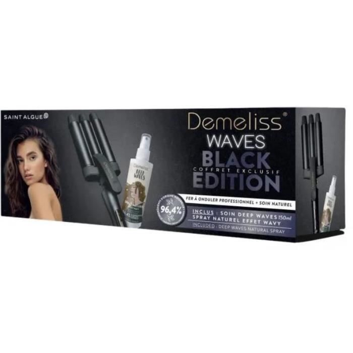 Fer a onuler - SAINT ALGUE - Coffret Demeliss WAVES BLACK - Coloris Exclusif + Soin Texturisant Naturel 150ml
