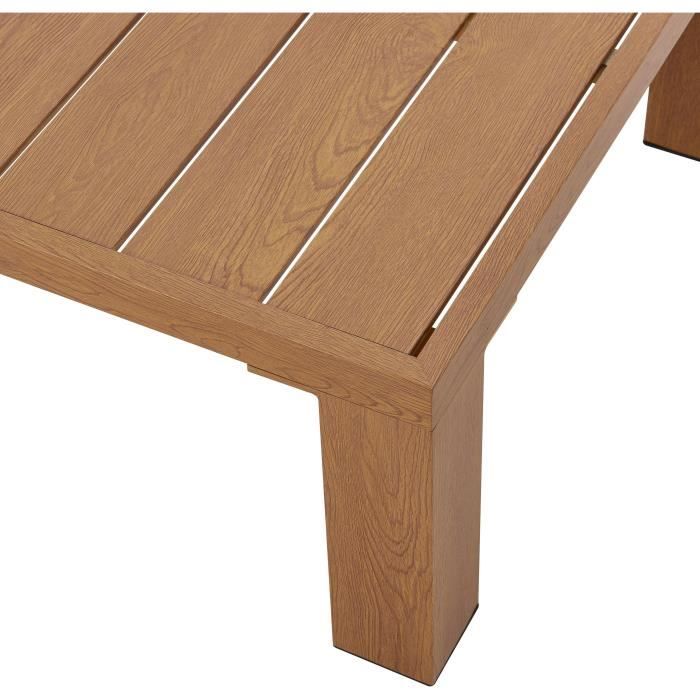 Salon de jardin canapé d'angle SANA - Aluminium effet bois - 4 personnes - Gris perle