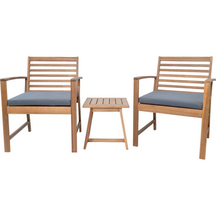 Salon de jardin en bois d'Acacia FSC avec coussins - 2 personnes - Cali - Gris
