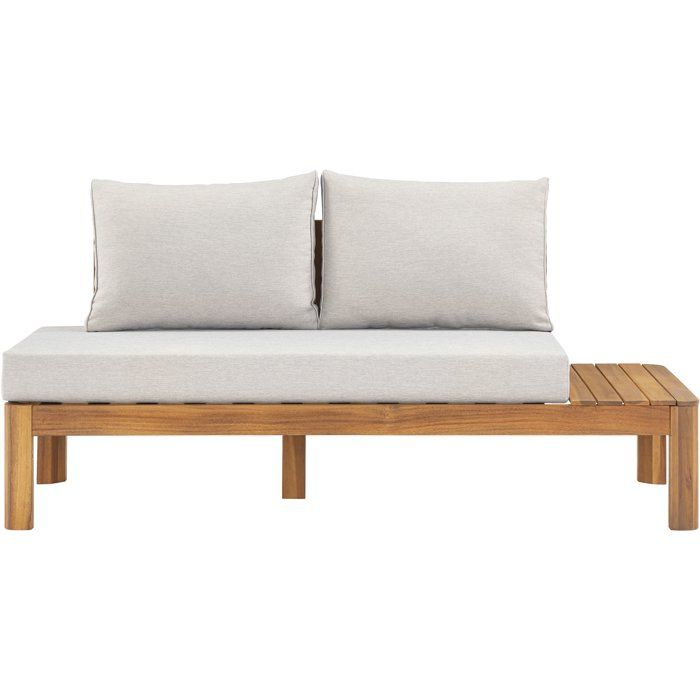 Salon de jardin - SANA - Bois acacia FSC - 1 table basse et 2 canapés - Gris clair - 4 personnes