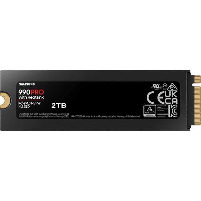 SAMSUNG - 990 PRO avec dissipateur- SSD Interne - 2 To - NVMe M.2 PCIe 4.0x4 - Vitesse lecture jusqu'a 7 450 Mo/s