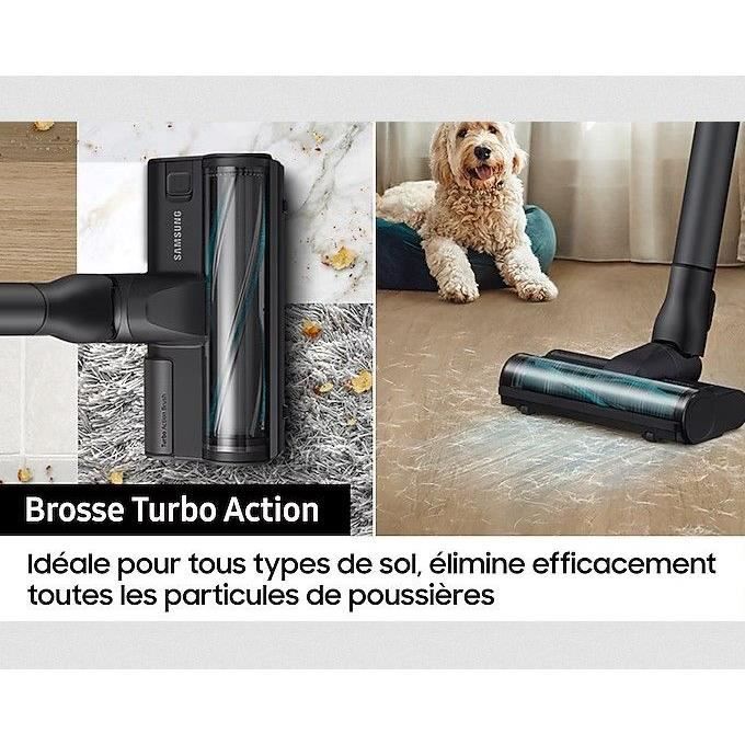 SAMSUNG Jet 75E Complete VS20B75CR5 - Aspirateur Balai sans Fil - Puissance 200 AW - Autonomie 60 min - Station murale - 3 brosses