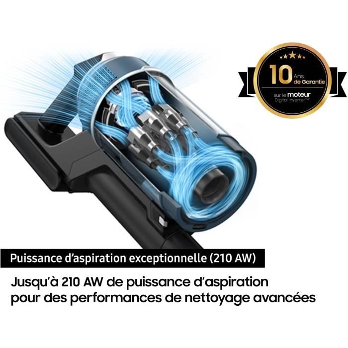 SAMSUNG Jet 95 Premium VS20C95EFTB - Aspirateur Balai sans Fil - Nettoyage Puissant 210 AW - Filtration Performante