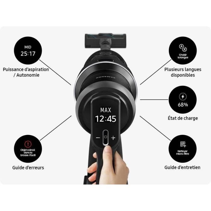SAMSUNG Jet 95 Premium VS20C95EFTB - Aspirateur Balai sans Fil - Nettoyage Puissant 210 AW - Filtration Performante