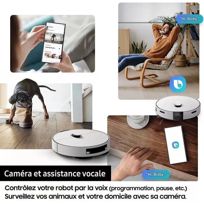 Aspirateur Robot Laveur - Samsung Jet Bot Combo AI VR7MD97A14G - Clean Station Désinfection Vapeur - Reconnaissance des Objets