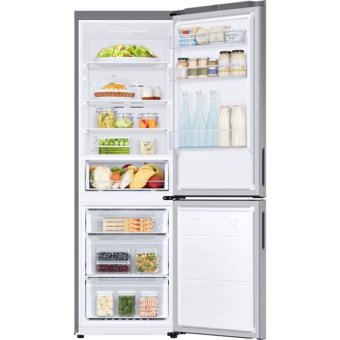 Réfrigérateur combiné - SAMSUNG - RB33B610ESA - No Frost - 344 L - Classe E - 59,5 x 65,8 x 185,3 cm - Gris métal