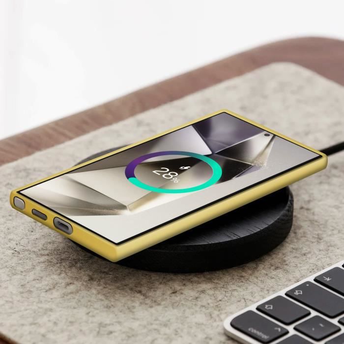 Coque pour Samsung Galaxy S25 Ultra Cuir d'Origine Kindsuit Samsung Dorée