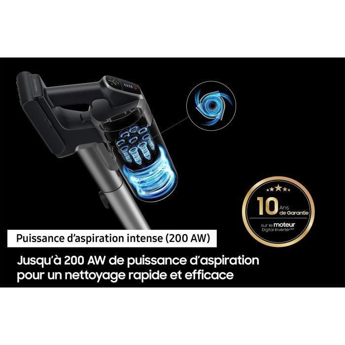SAMSUNG Jet 75E Turbo - Aspirateur Balai sans Fil - Puissance 200 AW - Brosse Turbo Action