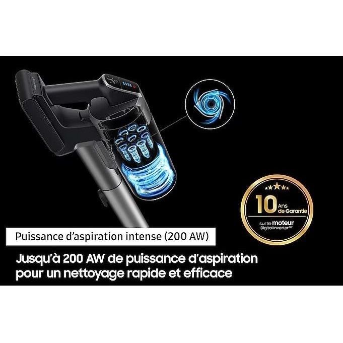 SAMSUNG Jet 75E Turbo VS20B75B1R4 - Aspirateur Balai - Puissance 200 AW - 60 minutes d'autonomie - Station de chargement 2-en-1
