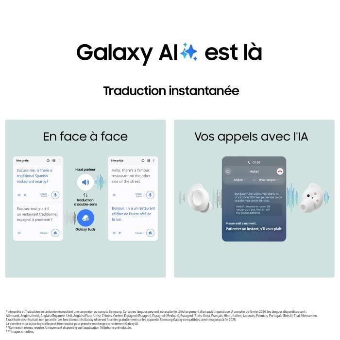 Ecouteurs Samsung Galaxy Buds FE True wireless a rÈduction de bruit active Blanc