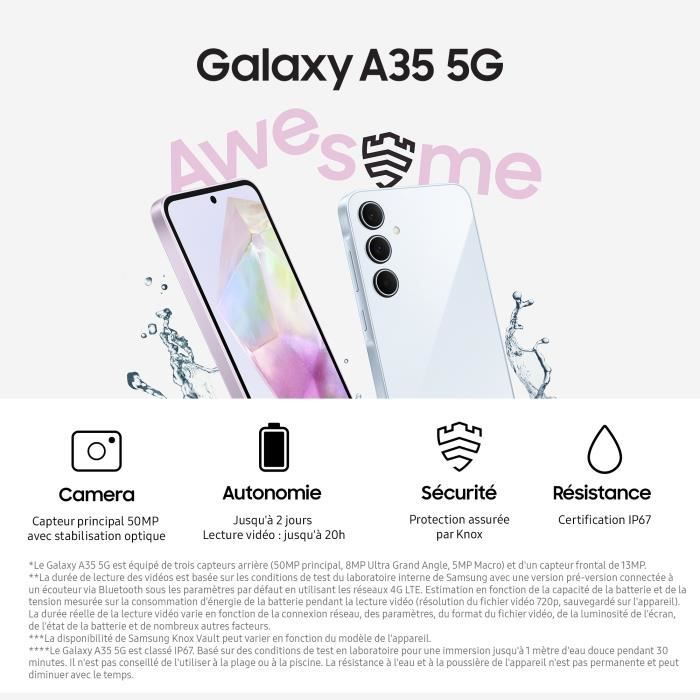 Samsung Galaxy A35 Smartphone 128 Go 5G Bleu nuit