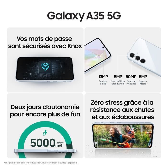 Samsung Galaxy A35 Smartphone 128 Go 5G Lilas
