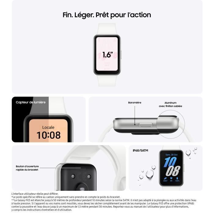 SAMSUNG Galaxy Fit 3 Bracelet ConnectÈ Argent
