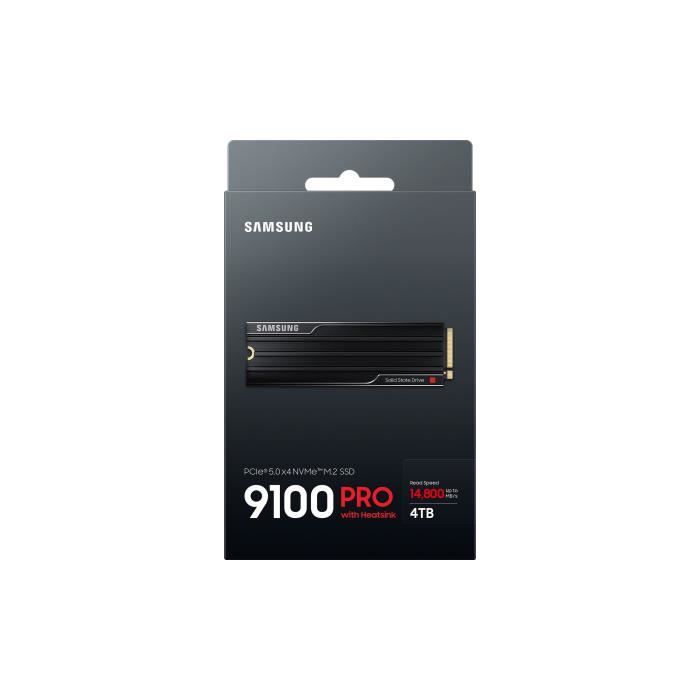 Samsung - SSD Interne - 9100 PRO avec dissipateur NVMe M.2 PCIe 5.0 x4 - 4 To - Vitesse de lecture jusqu'a 14 800 Mo/s - MZ-VAP4T0CW