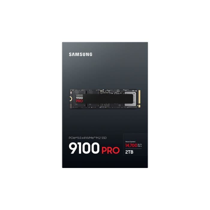 Samsung - 9100 PRO - SSD Interne - NVMe M.2 PCIe 5.0 x4 - 2 To - Vitesse de lecture jusqu'a 14 800 Mo/s - MZ-VAP2T0BW